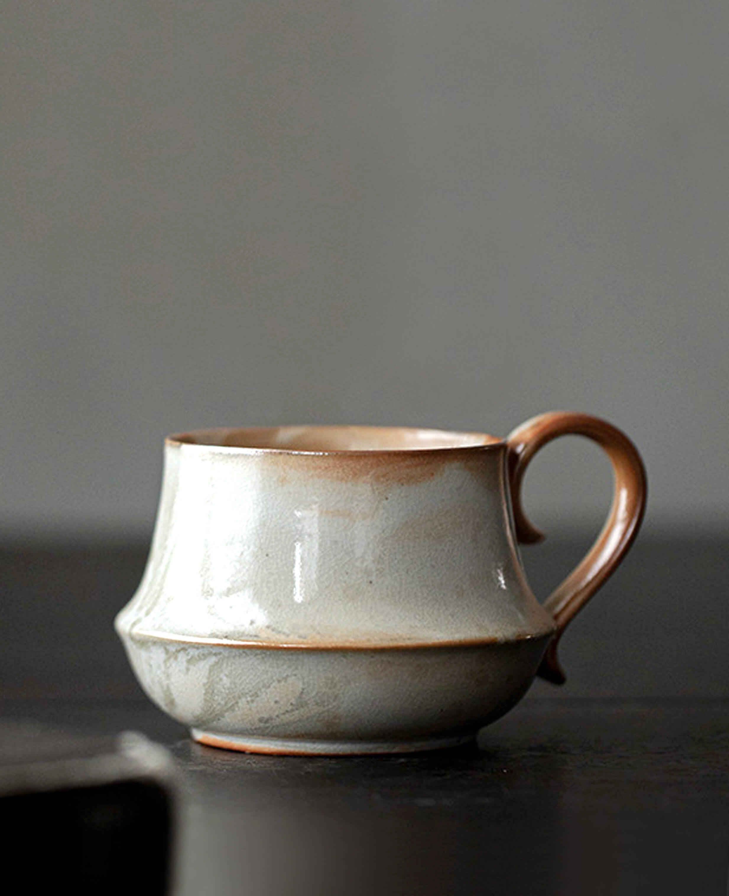 claybourne handcrafted ceramic coffee and tea mug with soft speckled stoneware glaze side view