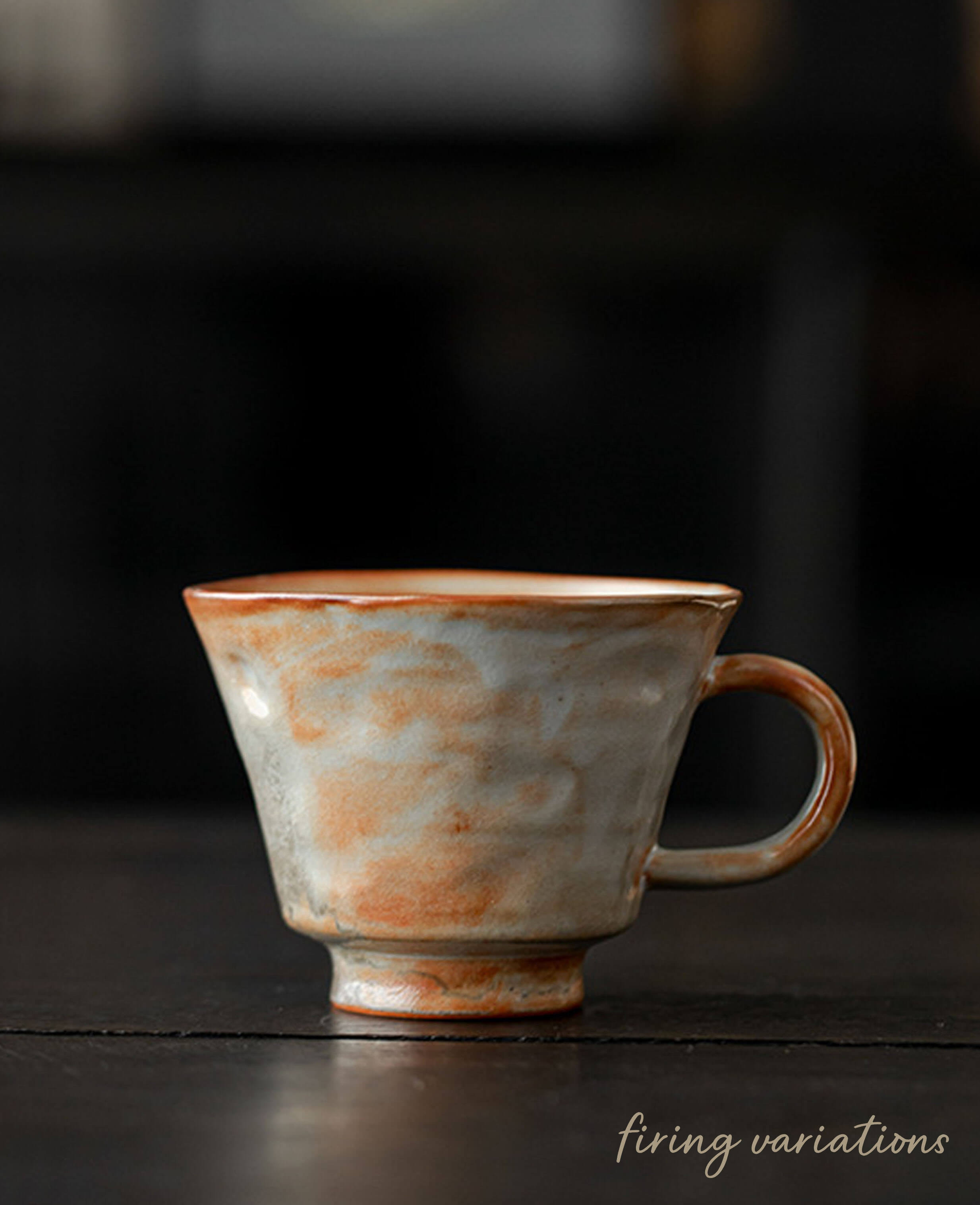 ashenstill wood fired ceramic coffee and tea cup handmade pottery with warm rustic glaze