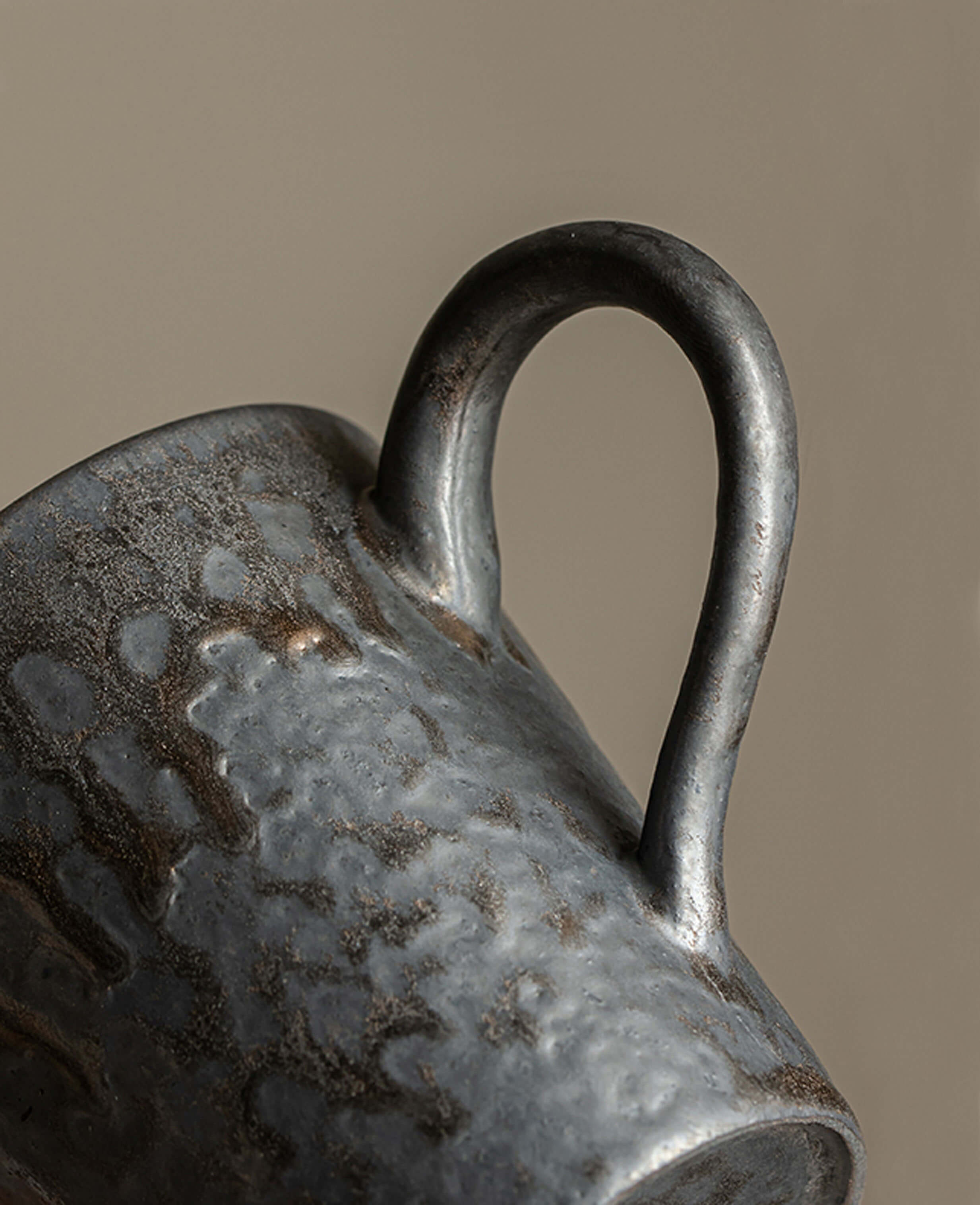 rustglow cove ceramic coffee mug with curved handle closeup